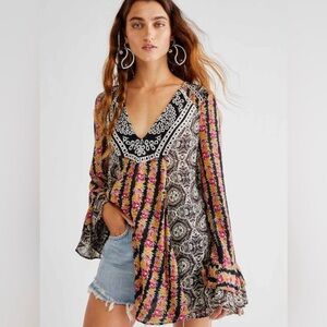 Free People Black Falling into You Tunic Dress